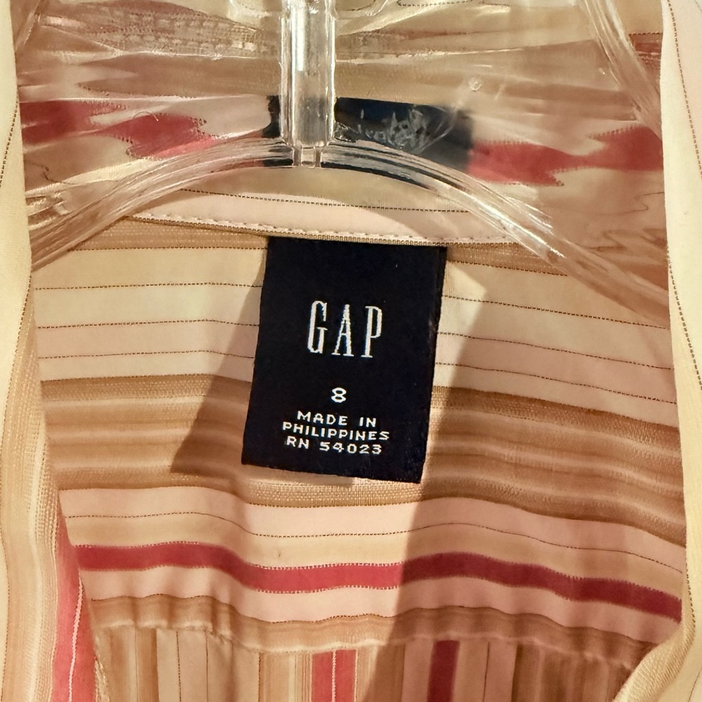 Gap Stretch Women's Button Down Vintage Beige Red… - image 6